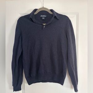 Brooks brothers navy merino wool polo sweater